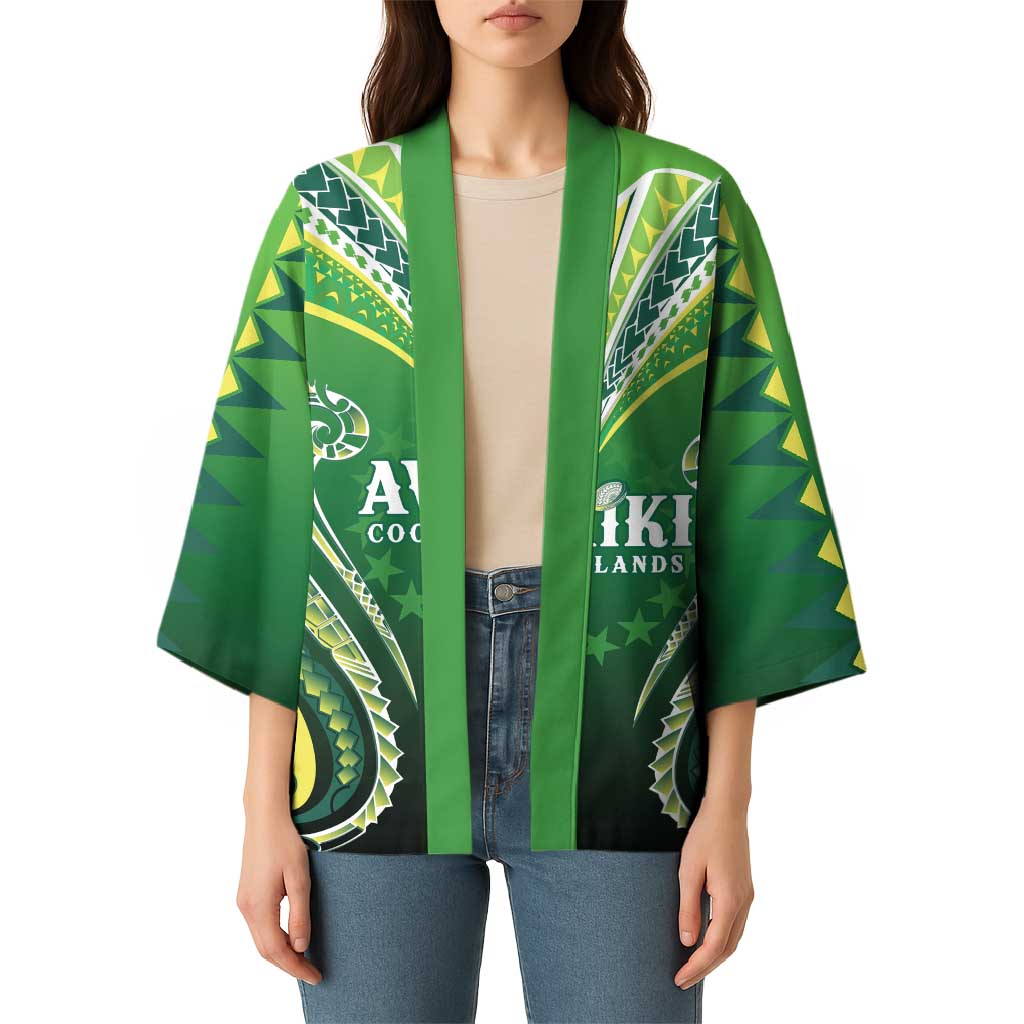 Custom Rugby Cook Islands Avaiki Kimono Green Kuki Airani Tribal Maori Inspired LT9 - Polynesian Pride