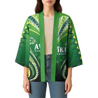Custom Rugby Cook Islands Avaiki Kimono Green Kuki Airani Tribal Maori Inspired LT9 - Polynesian Pride
