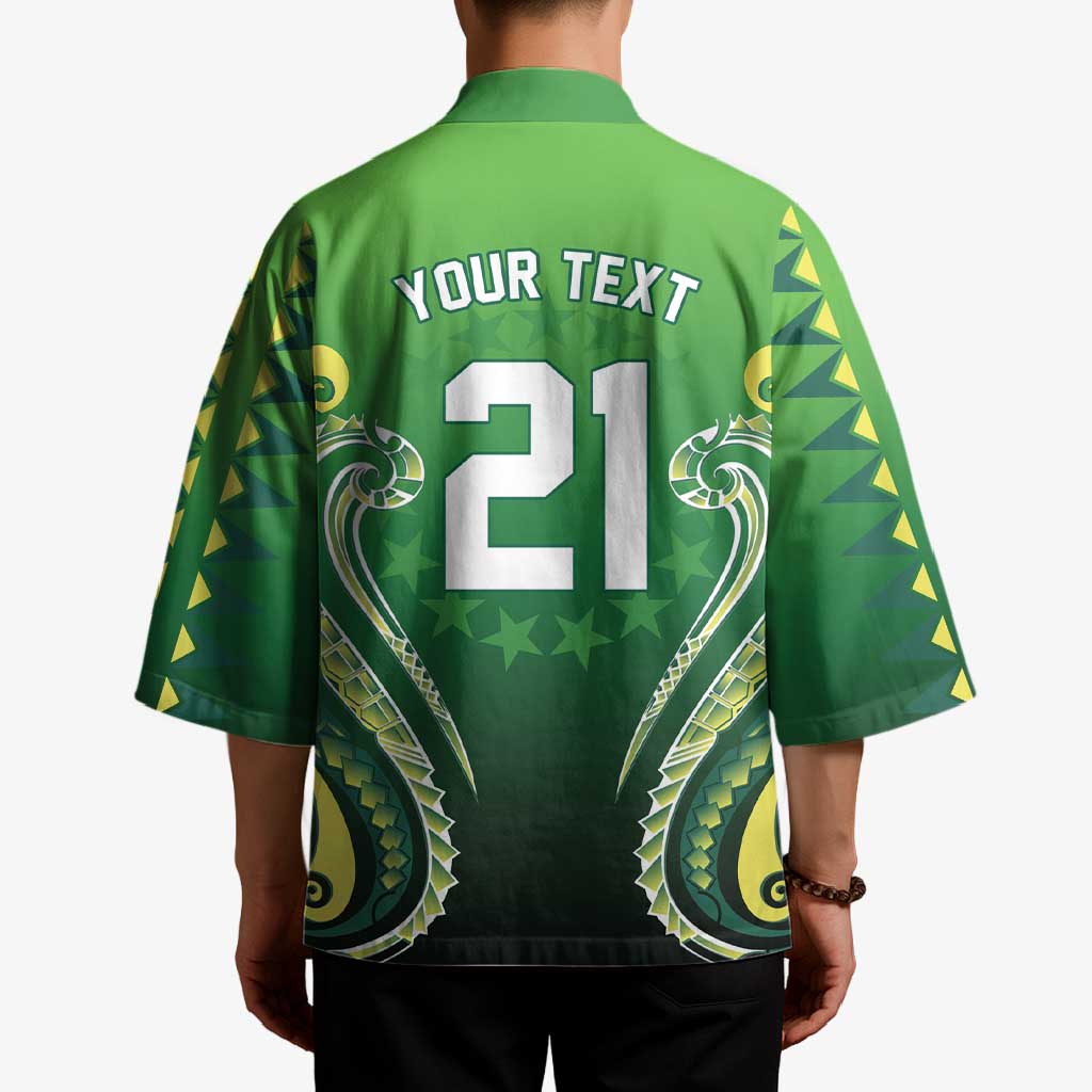 Custom Rugby Cook Islands Avaiki Kimono Green Kuki Airani Tribal Maori Inspired LT9 - Polynesian Pride