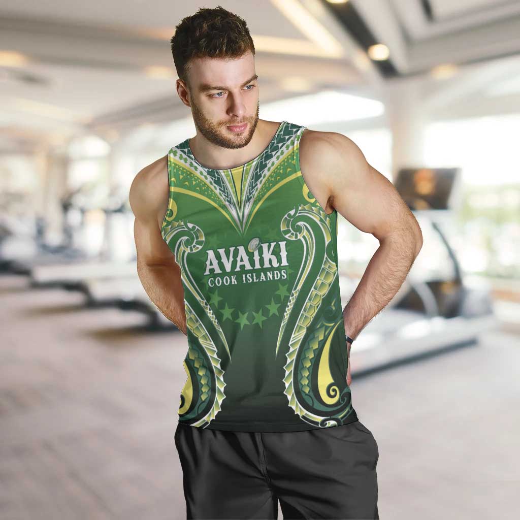 Custom Rugby Cook Islands Avaiki Men Tank Top Green Kuki Airani Tribal Maori Inspired LT9 Green - Polynesian Pride