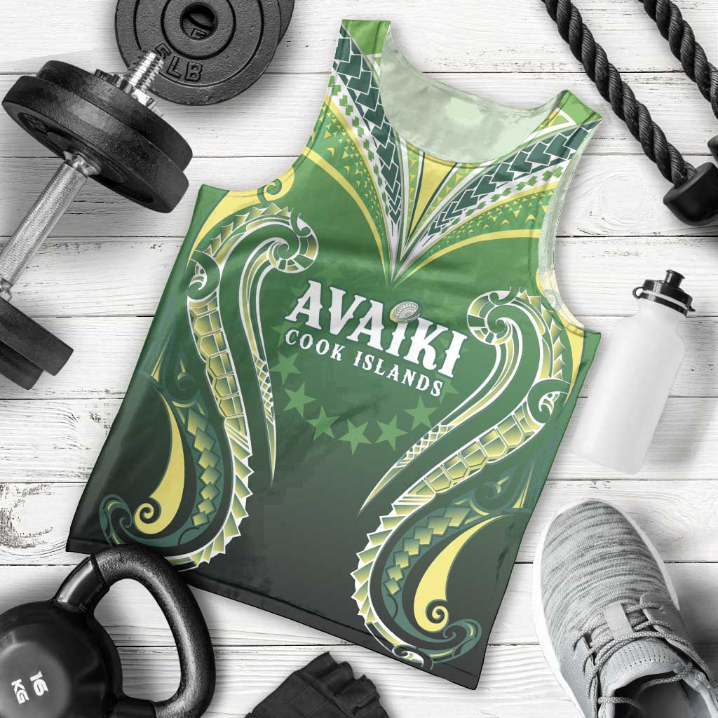 Custom Rugby Cook Islands Avaiki Men Tank Top Green Kuki Airani Tribal Maori Inspired LT9 - Polynesian Pride