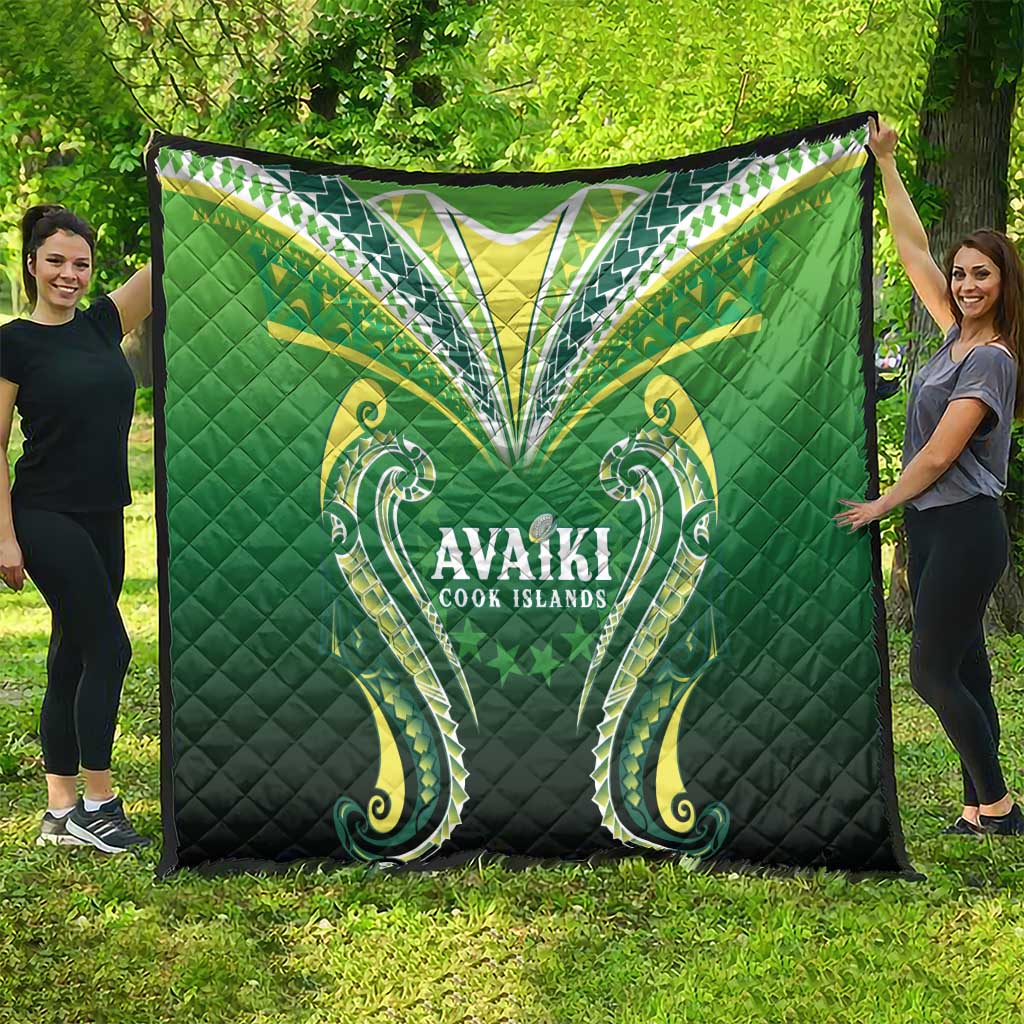 Rugby Cook Islands Avaiki Quilt Green Kuki Airani Tribal Maori Inspired LT9 - Polynesian Pride