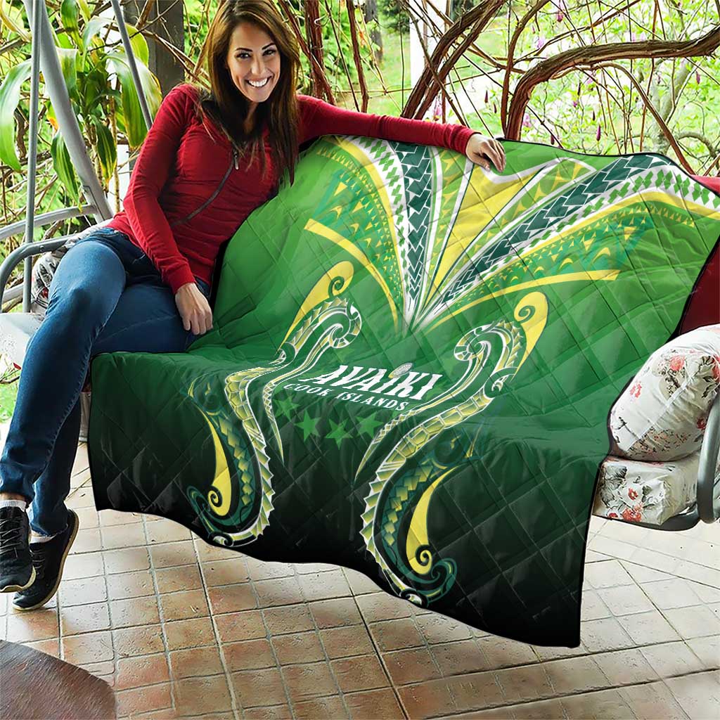 Rugby Cook Islands Avaiki Quilt Green Kuki Airani Tribal Maori Inspired LT9 - Polynesian Pride