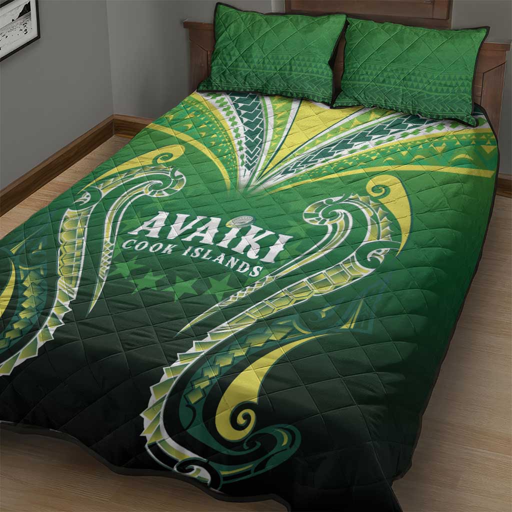Rugby Cook Islands Avaiki Quilt Bed Set Green Kuki Airani Tribal Maori Inspired LT9 - Polynesian Pride