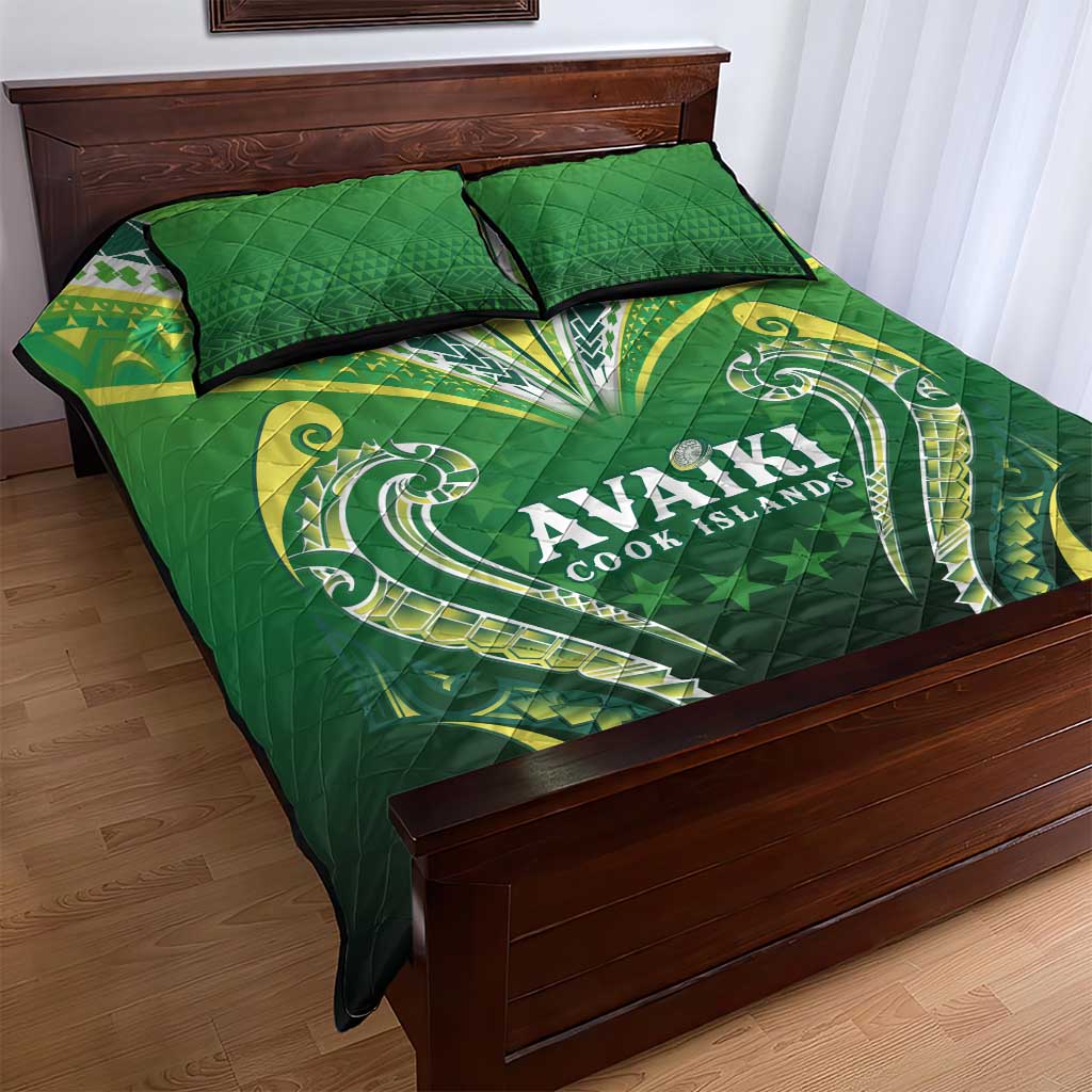 Rugby Cook Islands Avaiki Quilt Bed Set Green Kuki Airani Tribal Maori Inspired LT9 - Polynesian Pride