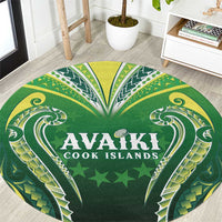 Rugby Cook Islands Avaiki Round Carpet Green Kuki Airani Tribal Maori Inspired LT9 Green - Polynesian Pride