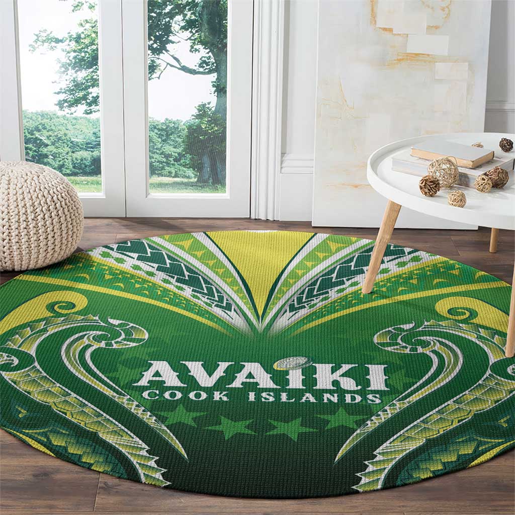 Rugby Cook Islands Avaiki Round Carpet Green Kuki Airani Tribal Maori Inspired LT9 - Polynesian Pride