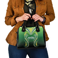 Rugby Cook Islands Avaiki Shoulder Handbag Green Kuki Airani Tribal Maori Inspired LT9 - Polynesian Pride