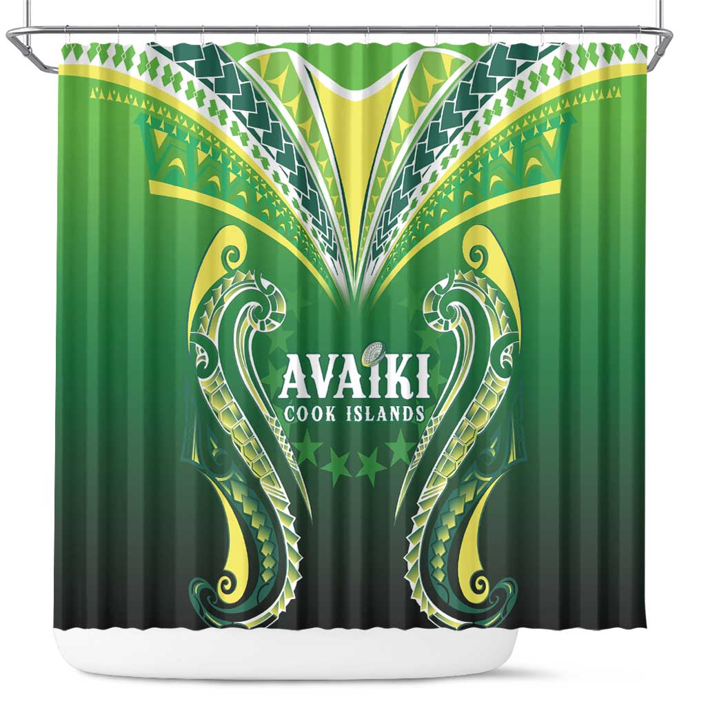 Rugby Cook Islands Avaiki Shower Curtain Green Kuki Airani Tribal Maori Inspired LT9 Green - Polynesian Pride