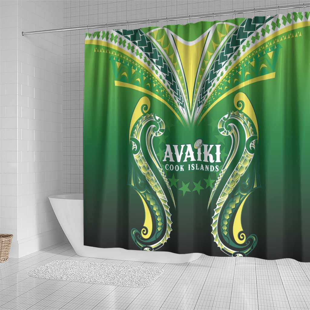 Rugby Cook Islands Avaiki Shower Curtain Green Kuki Airani Tribal Maori Inspired LT9 - Polynesian Pride