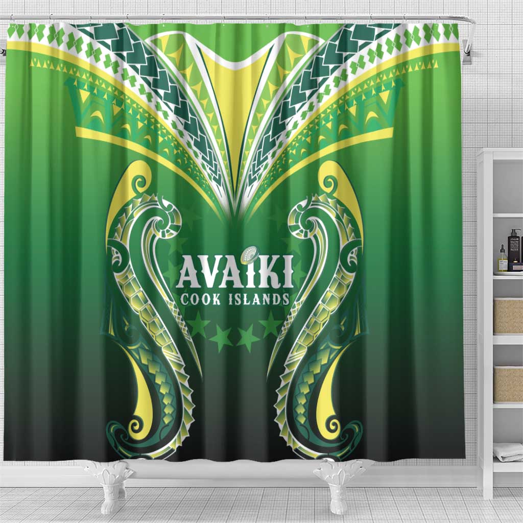 Rugby Cook Islands Avaiki Shower Curtain Green Kuki Airani Tribal Maori Inspired LT9 - Polynesian Pride