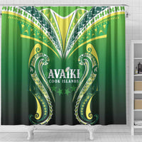 Rugby Cook Islands Avaiki Shower Curtain Green Kuki Airani Tribal Maori Inspired LT9 - Polynesian Pride