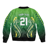 Custom Rugby Cook Islands Avaiki Sleeve Zip Bomber Jacket Green Kuki Airani Tribal Maori Inspired LT9 - Polynesian Pride