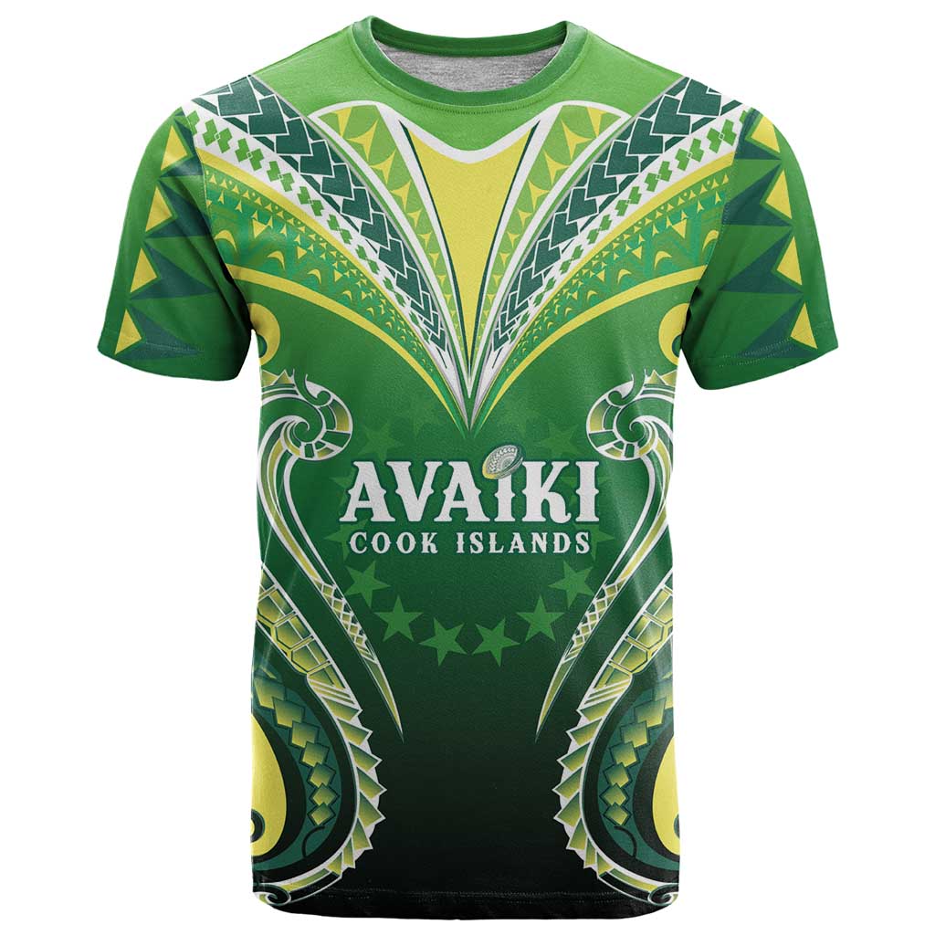 Custom Rugby Cook Islands Avaiki T Shirt Green Kuki Airani Tribal Maori Inspired LT9 Green - Polynesian Pride