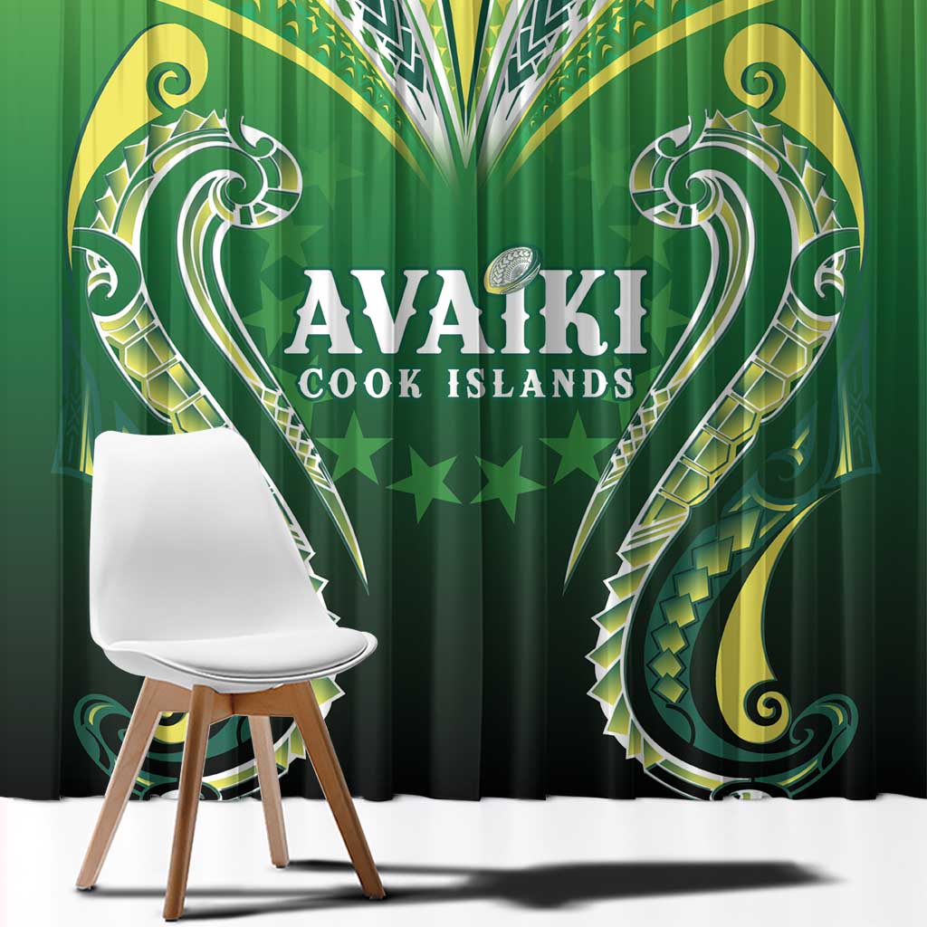 Rugby Cook Islands Avaiki Window Curtain Green Kuki Airani Tribal Maori Inspired LT9 - Polynesian Pride