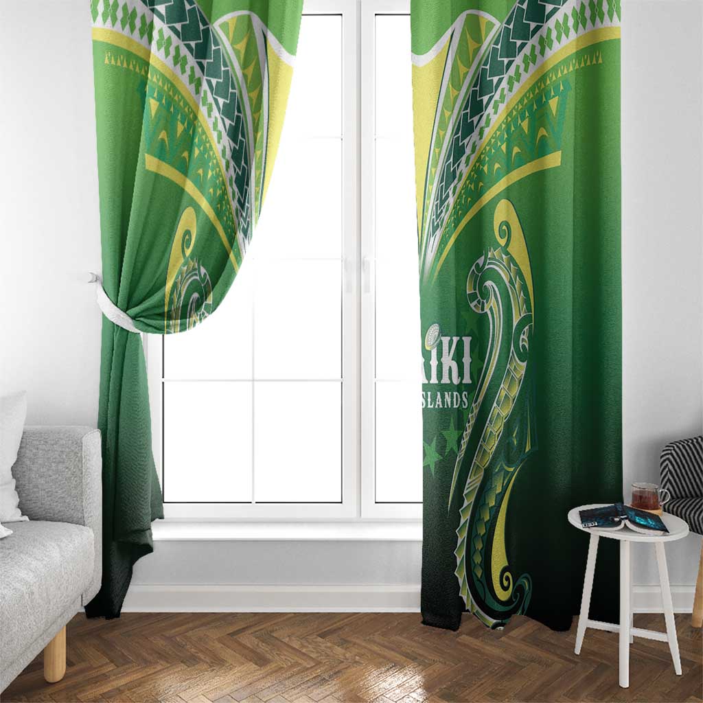Rugby Cook Islands Avaiki Window Curtain Green Kuki Airani Tribal Maori Inspired LT9 - Polynesian Pride