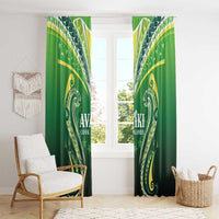 Rugby Cook Islands Avaiki Window Curtain Green Kuki Airani Tribal Maori Inspired LT9 - Polynesian Pride