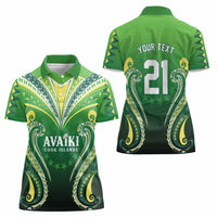 Custom Rugby Cook Islands Avaiki Women Polo Shirt Green Kuki Airani Tribal Maori Inspired - Polynesian Pride