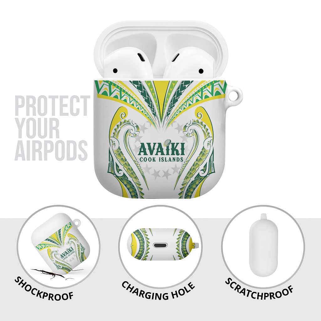 Rugby Cook Islands Avaiki AirPods Case White Kuki Airani Tribal Maori Inspired LT9 - Polynesian Pride