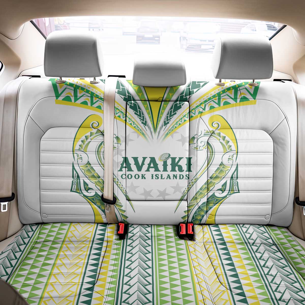 Rugby Cook Islands Avaiki Back Car Seat Cover White Kuki Airani Tribal Maori Inspired LT9 - Polynesian Pride