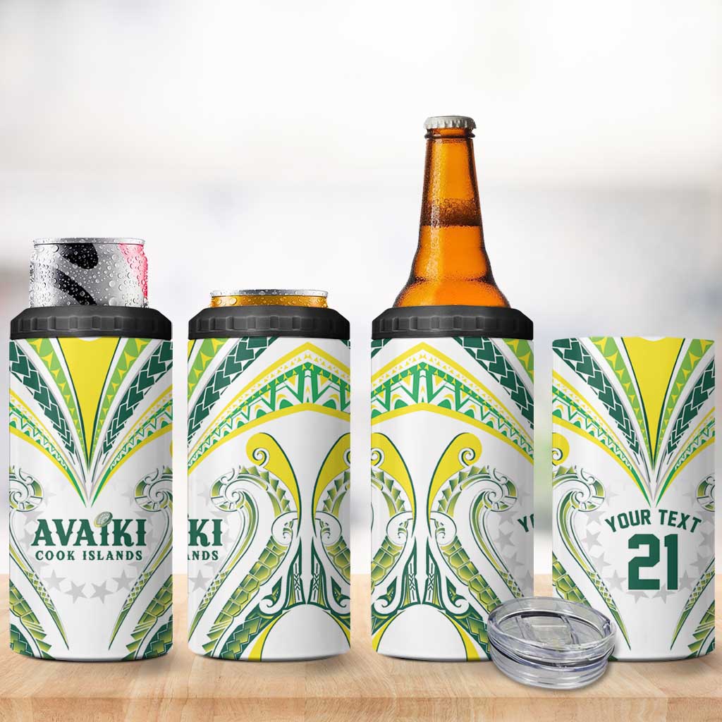 Custom Rugby Cook Islands Avaiki 4 in 1 Can Cooler Tumbler White Kuki Airani Tribal Maori Inspired LT9 - Polynesian Pride