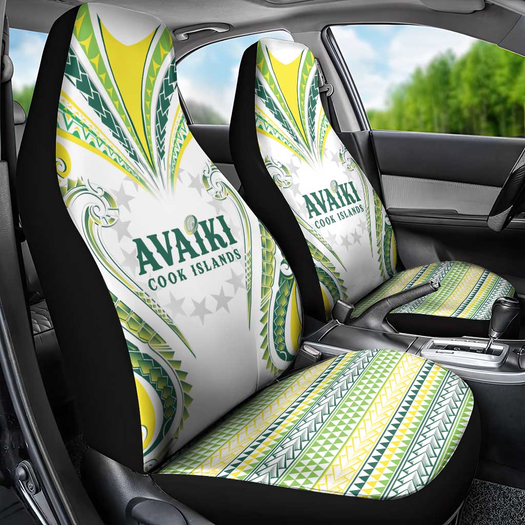 Rugby Cook Islands Avaiki Car Seat Cover White Kuki Airani Tribal Maori Inspired LT9 - Polynesian Pride