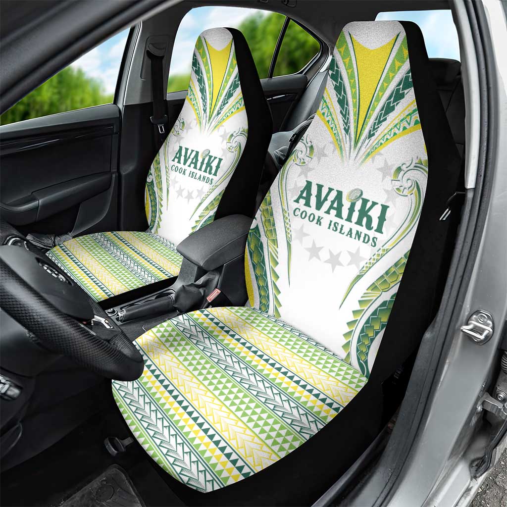 Rugby Cook Islands Avaiki Car Seat Cover White Kuki Airani Tribal Maori Inspired LT9 - Polynesian Pride