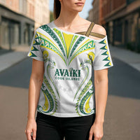Custom Rugby Cook Islands Avaiki Cross Shoulder Shirt White Kuki Airani Tribal Maori Inspired LT9 - Polynesian Pride