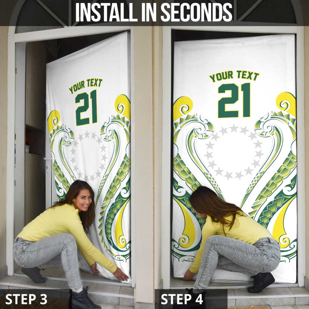 Custom Rugby Cook Islands Avaiki Door Cover White Kuki Airani Tribal Maori Inspired - Polynesian Pride