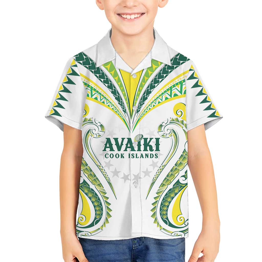 Custom Rugby Cook Islands Avaiki Family Matching Long Sleeve Bodycon Dress and Hawaiian Shirt White Kuki Airani Tribal Maori Inspired - Polynesian Pride