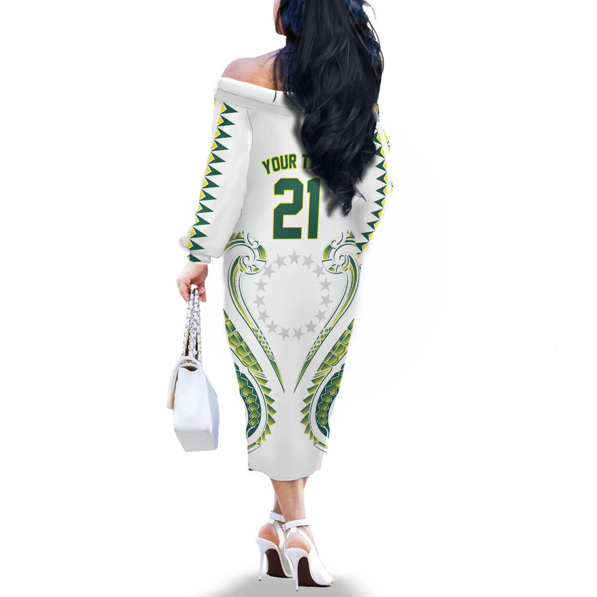 Custom Rugby Cook Islands Avaiki Family Matching Off The Shoulder Long Sleeve Dress and Hawaiian Shirt White Kuki Airani Tribal Maori Inspired - Polynesian Pride