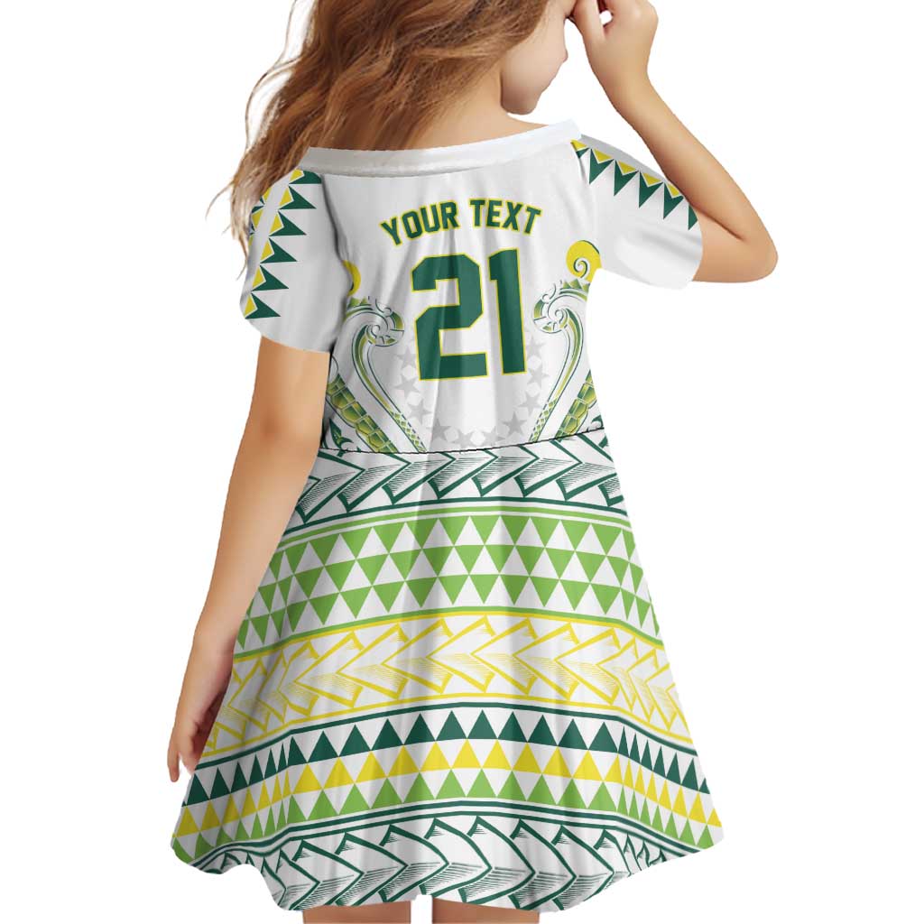 Custom Rugby Cook Islands Avaiki Family Matching Off Shoulder Short Dress and Hawaiian Shirt White Kuki Airani Tribal Maori Inspired - Polynesian Pride