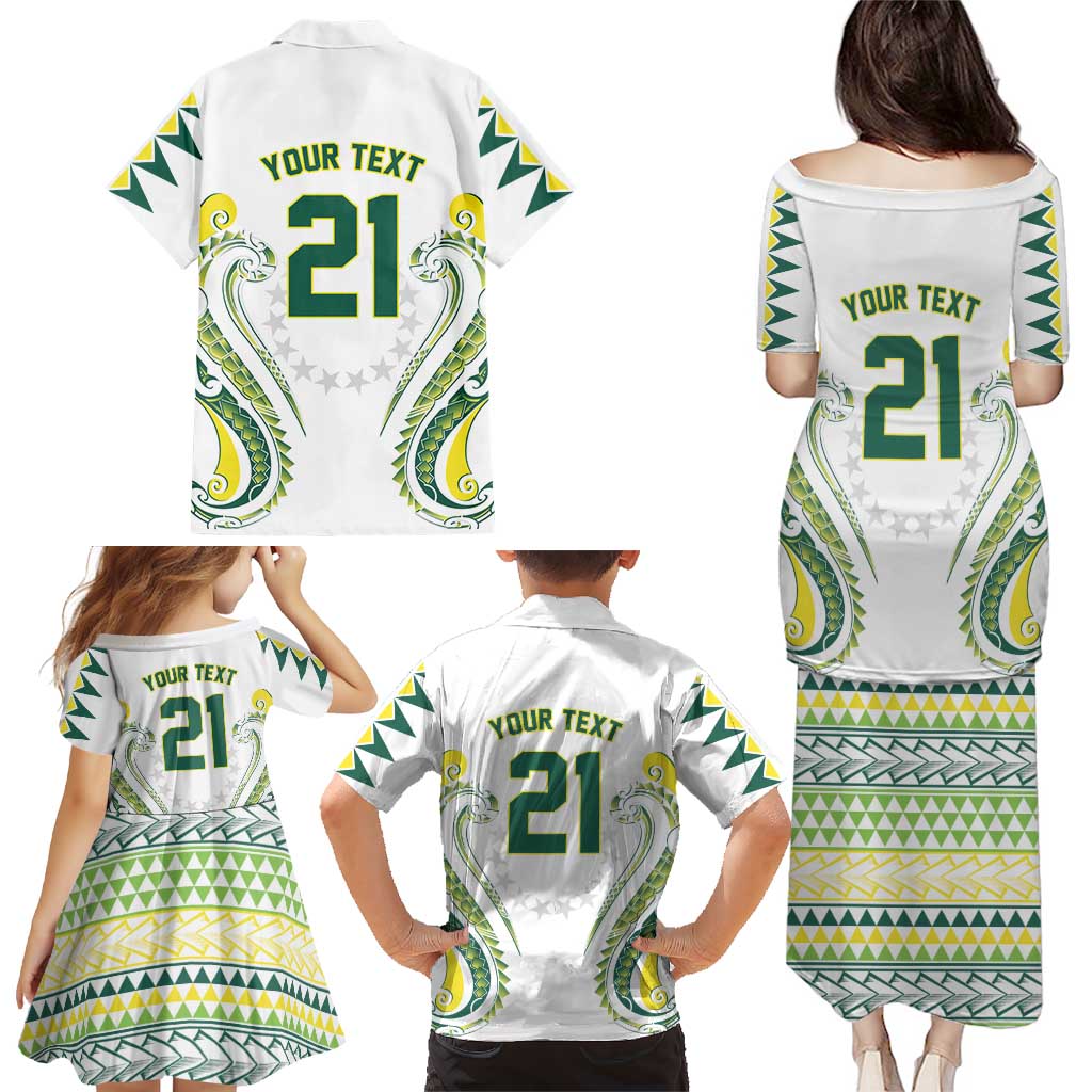 Custom Rugby Cook Islands Avaiki Family Matching Puletasi and Hawaiian Shirt White Kuki Airani Tribal Maori Inspired LT9 - Polynesian Pride