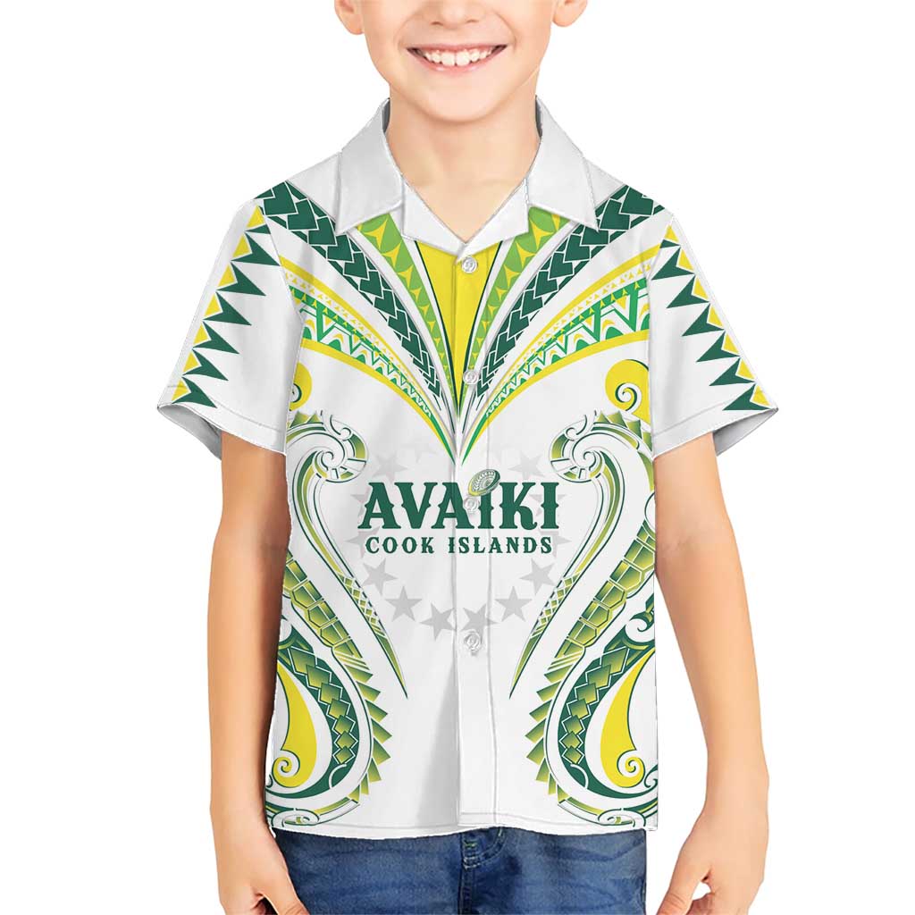 Custom Rugby Cook Islands Avaiki Family Matching Short Sleeve Bodycon Dress and Hawaiian Shirt White Kuki Airani Tribal Maori Inspired - Polynesian Pride