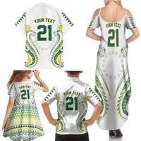 Custom Rugby Cook Islands Avaiki Family Matching Summer Maxi Dress and Hawaiian Shirt White Kuki Airani Tribal Maori Inspired - Polynesian Pride