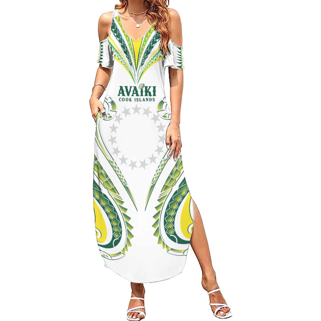 Custom Rugby Cook Islands Avaiki Family Matching Summer Maxi Dress and Hawaiian Shirt White Kuki Airani Tribal Maori Inspired - Polynesian Pride