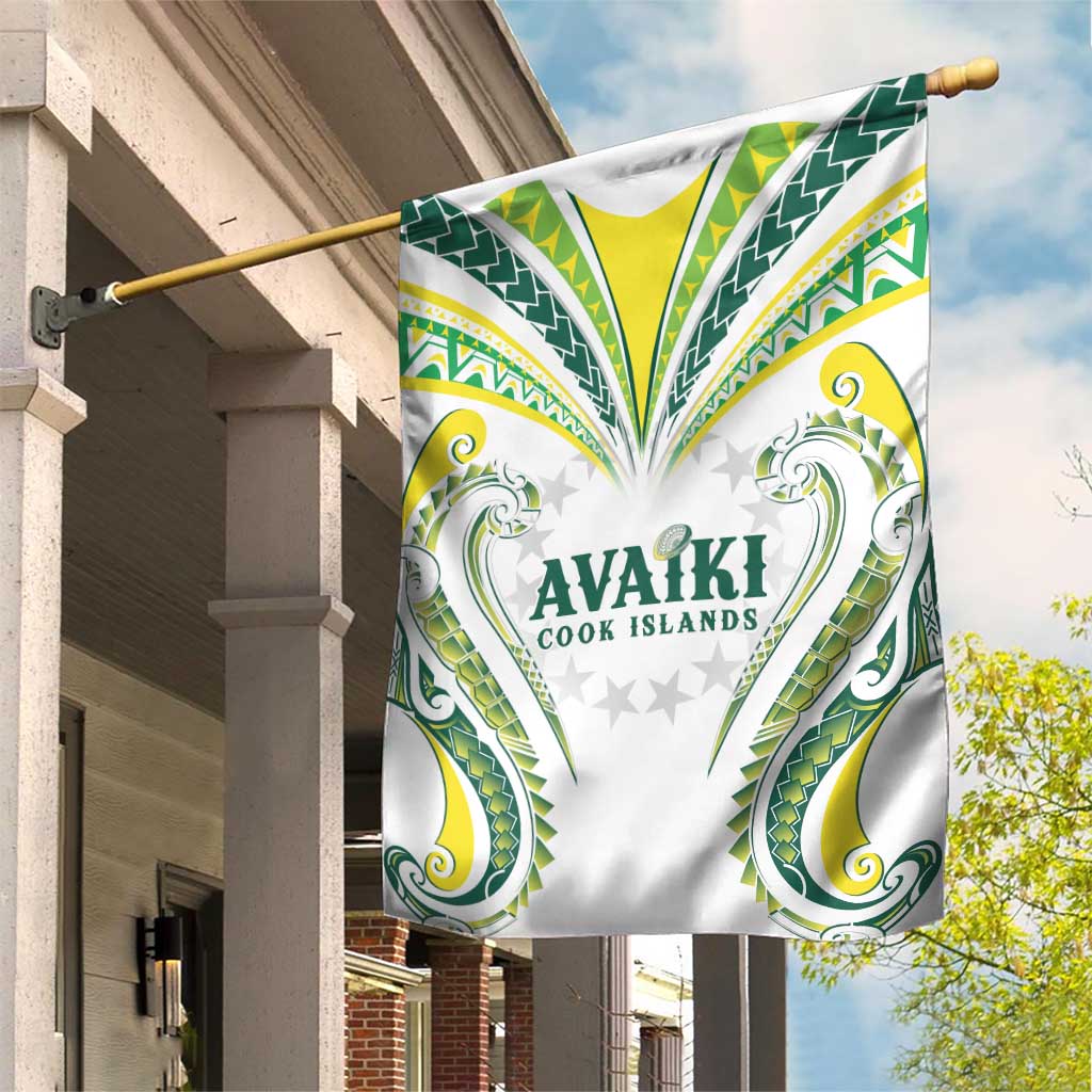 Rugby Cook Islands Avaiki Garden Flag White Kuki Airani Tribal Maori Inspired LT9 House Flag White - Polynesian Pride
