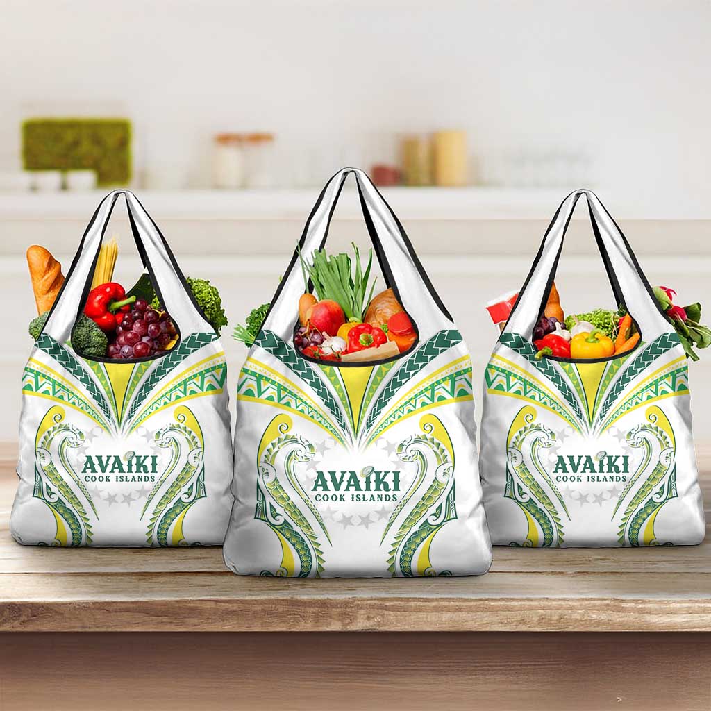 Rugby Cook Islands Avaiki Grocery Bag White Kuki Airani Tribal Maori Inspired LT9 3-pack One Size White - Polynesian Pride
