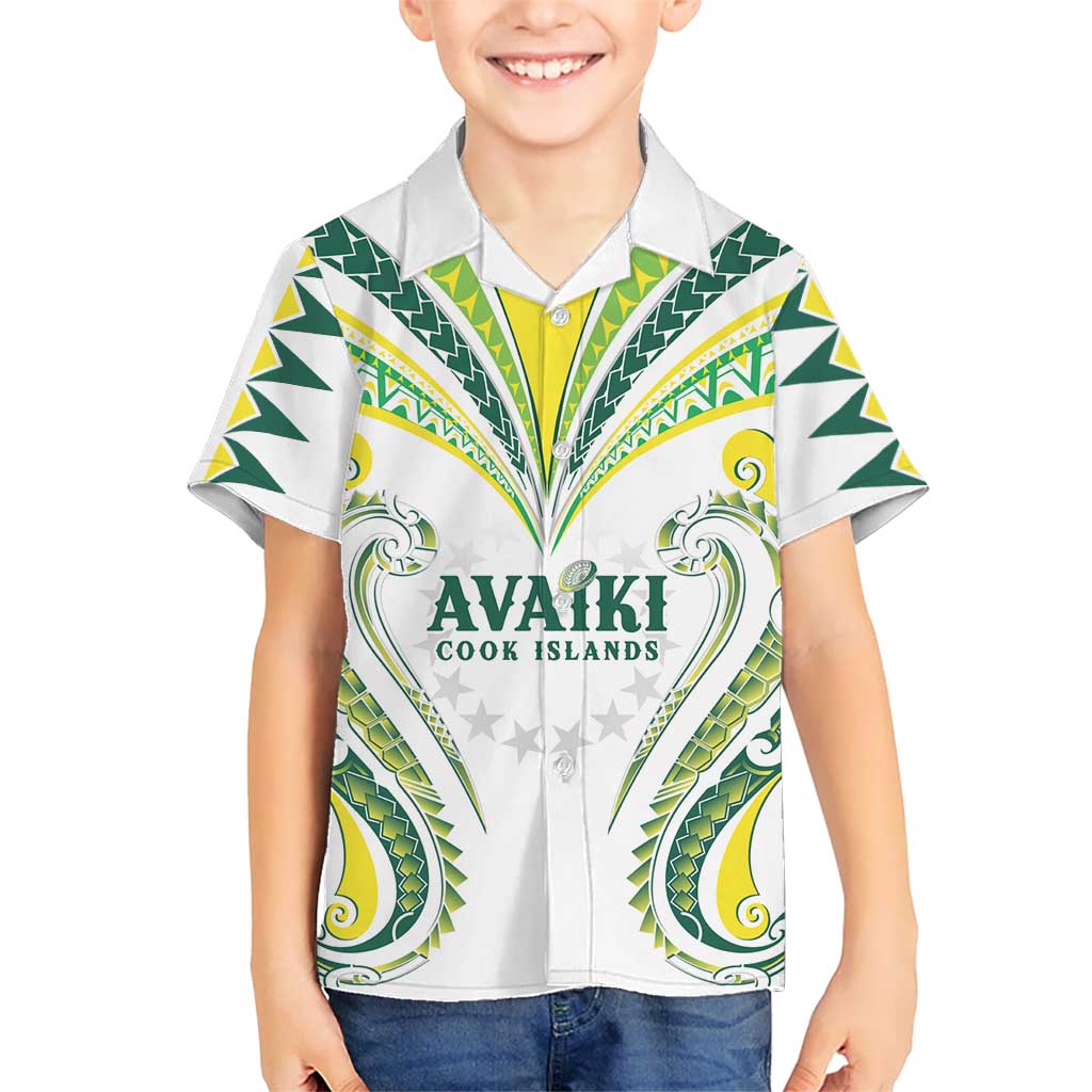 Custom Rugby Cook Islands Avaiki Hawaiian Shirt White Kuki Airani Tribal Maori Inspired LT9 - Polynesian Pride