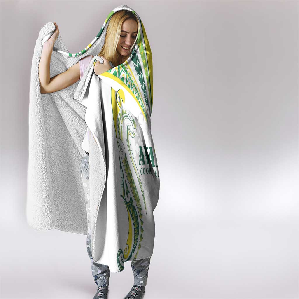 Rugby Cook Islands Avaiki Hooded Blanket White Kuki Airani Tribal Maori Inspired LT9 - Polynesian Pride