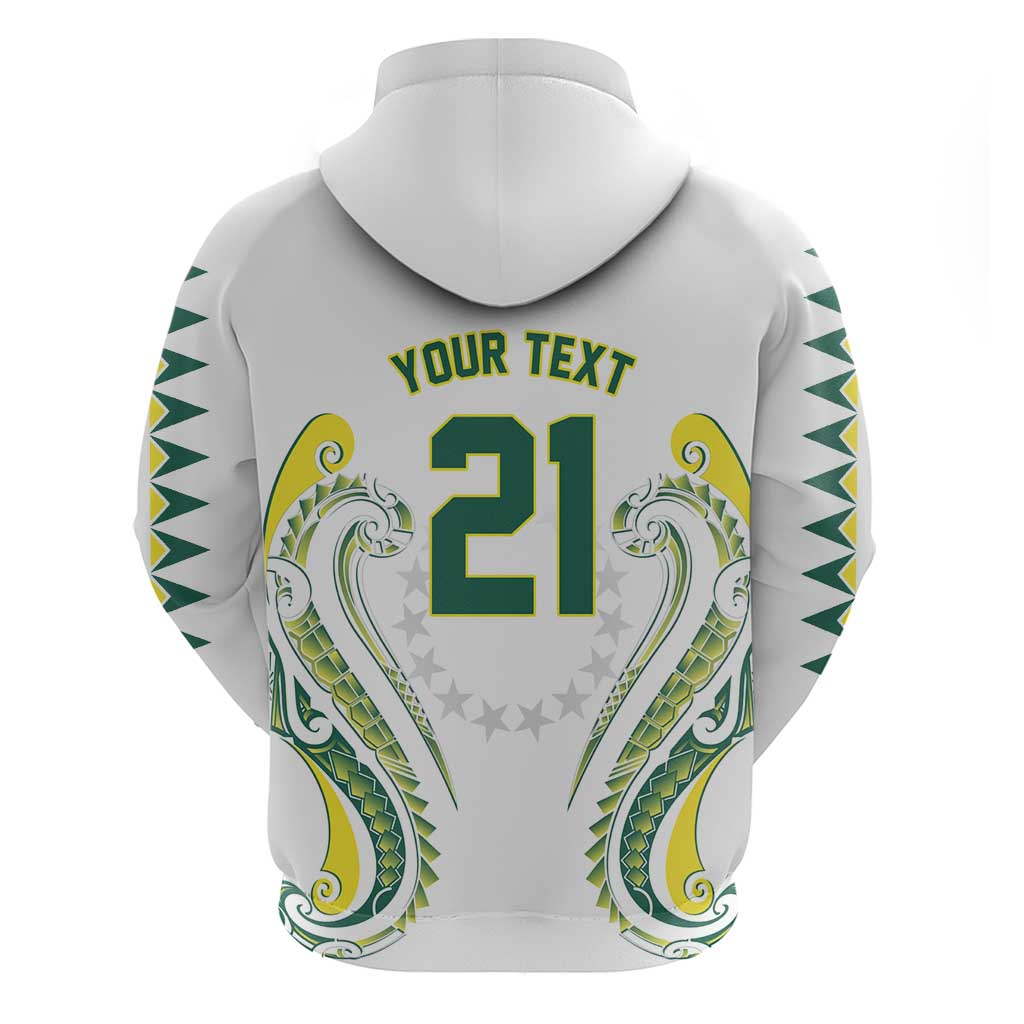 Custom Rugby Cook Islands Avaiki Hoodie White Kuki Airani Tribal Maori Inspired LT9 - Polynesian Pride