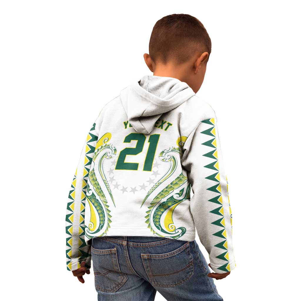 Custom Rugby Cook Islands Avaiki Kid Hoodie White Kuki Airani Tribal Maori Inspired LT9 - Polynesian Pride