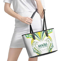 Rugby Cook Islands Avaiki Leather Tote Bag White Kuki Airani Tribal Maori Inspired LT9 - Polynesian Pride