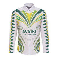 Custom Rugby Cook Islands Avaiki Long Sleeve Button Shirt White Kuki Airani Tribal Maori Inspired LT9 Unisex White - Polynesian Pride