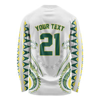 Custom Rugby Cook Islands Avaiki Long Sleeve Shirt White Kuki Airani Tribal Maori Inspired LT9 - Polynesian Pride