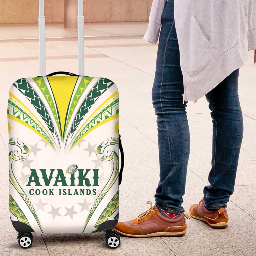 Rugby Cook Islands Avaiki Luggage Cover White Kuki Airani Tribal Maori Inspired LT9 White - Polynesian Pride