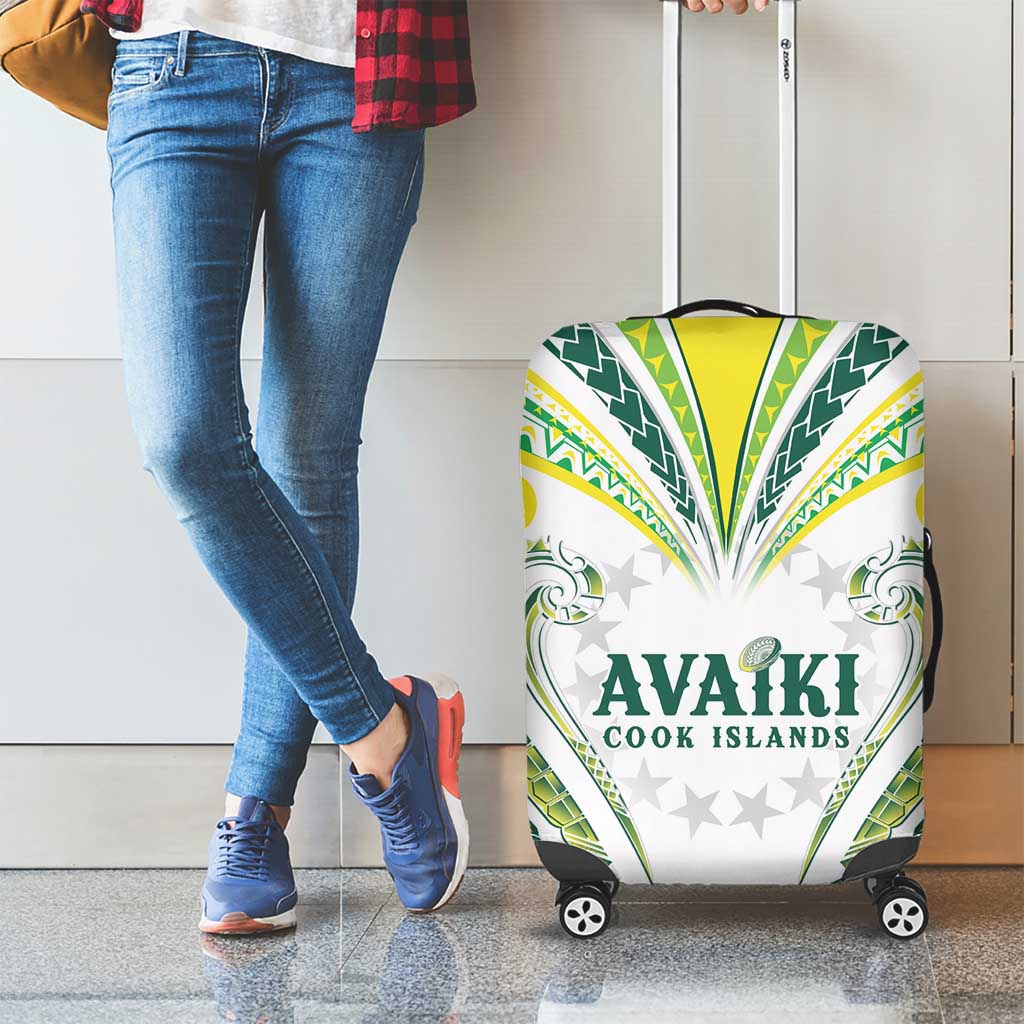 Rugby Cook Islands Avaiki Luggage Cover White Kuki Airani Tribal Maori Inspired LT9 - Polynesian Pride