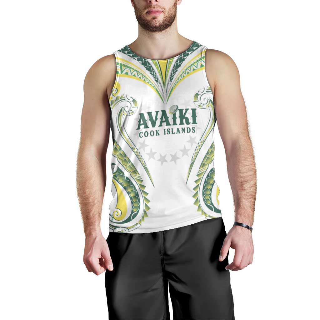 Custom Rugby Cook Islands Avaiki Men Tank Top White Kuki Airani Tribal Maori Inspired LT9 - Polynesian Pride