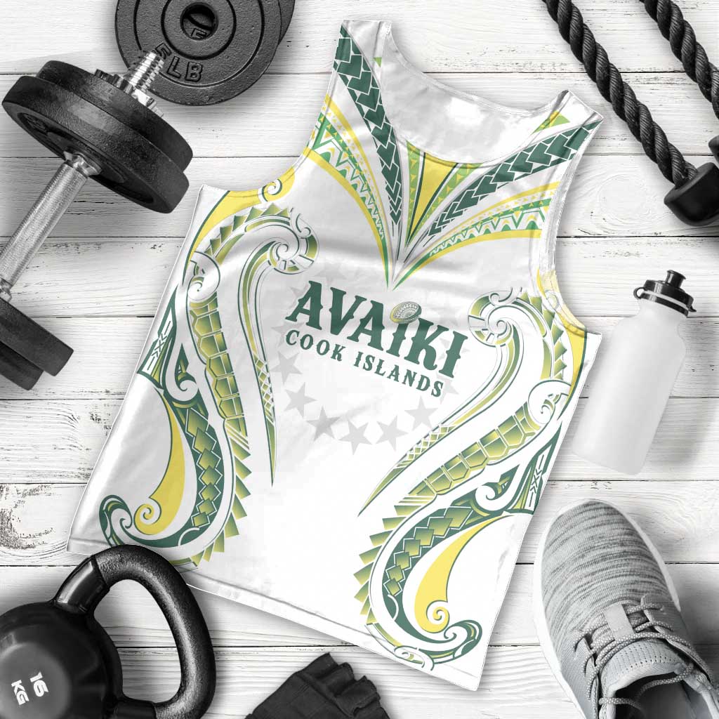 Custom Rugby Cook Islands Avaiki Men Tank Top White Kuki Airani Tribal Maori Inspired LT9 - Polynesian Pride