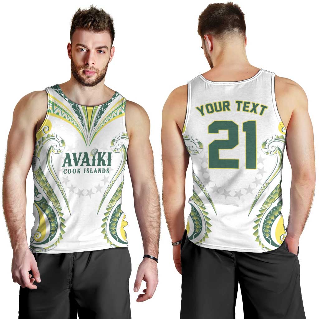 Custom Rugby Cook Islands Avaiki Men Tank Top White Kuki Airani Tribal Maori Inspired LT9 - Polynesian Pride